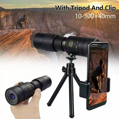 4K 10-300X40mm Telescopic zoom Super Telephoto Zoom Monocular Telescope Portable