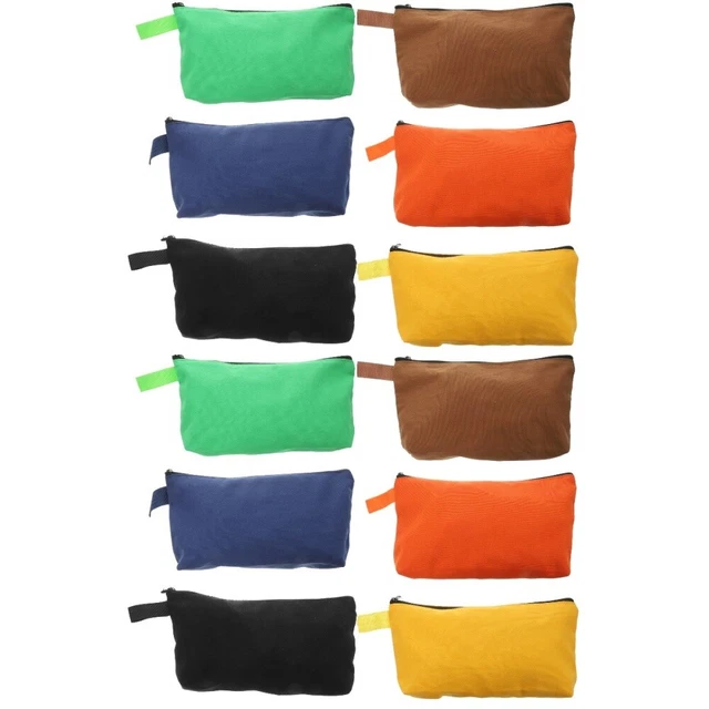 12 pcs Tool Bag Zipper Closure Tool Storage Bag Canvas Zipper Storage Pouch