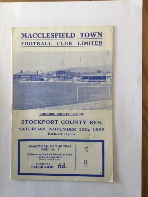 MACCLESFIELD TOWN v STOCKPORT COUNTY Res 1965/6.