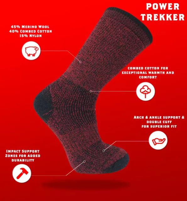 J.b. Field's Hiking Power Trekker Merino Combed Cotton Boot Sock 3