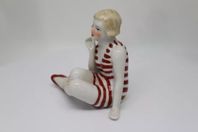 Art Deco-German Style Figurine Bathing Beauty Sexy Art Nouveau Style Porcelain