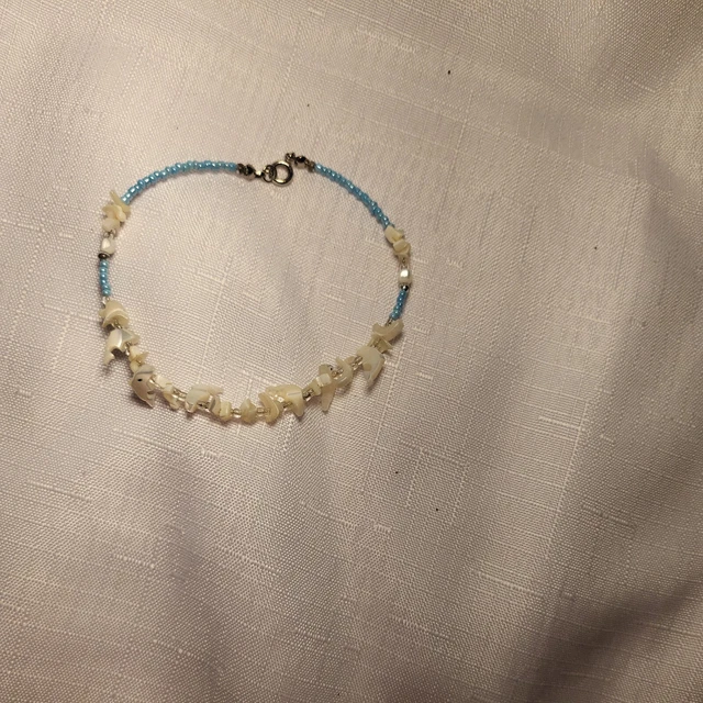 White puca puka shell DOLPHIN beaded Anklet costume fashion jewelry beach