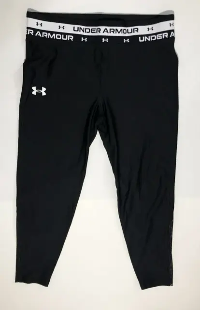 Under Armour Heat Gear Fitted Black Crop Leggings-Girl's Size YL NEW $30