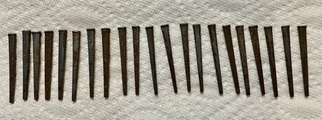 Lot Of 21 Vintage Square Head Nails 2 1/2" Long - With Rust