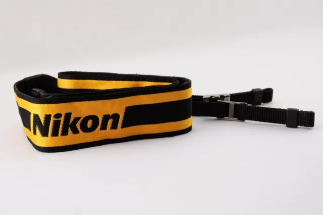 Near MINT Genuine Nikon Film Camera Neck Shoulder Strap Yellow and Black Japan