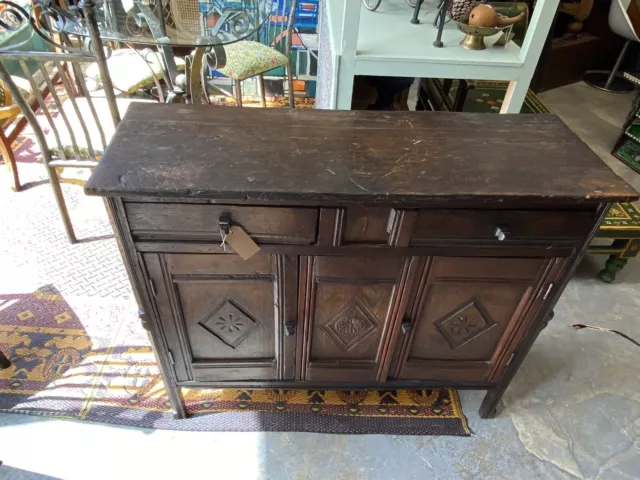 Hand made Period antique oak sideboard cabinet hand carved unit VERY SOLID