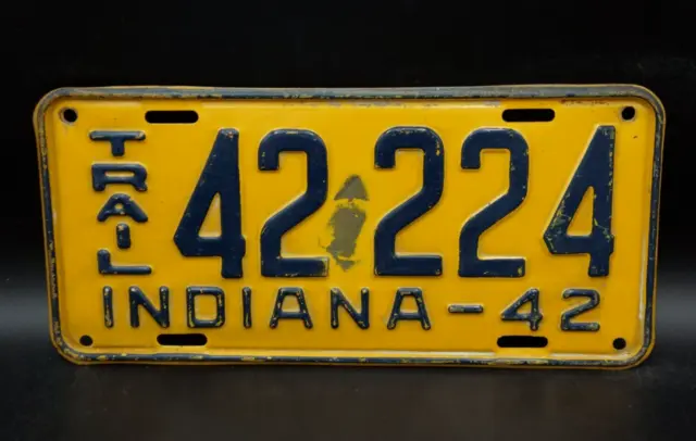 1942 INDIANA Trail License Plate # 42 224