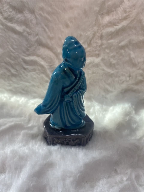 Antique Qing Chinese Export Porcelain Turquoise Glaze Immortal Statue.