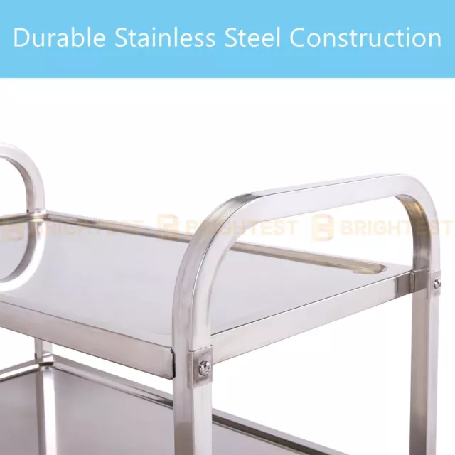 3 Tier Stainless Steel Serving Cart Trolley Kitchen Food Catering Service Shelf 3