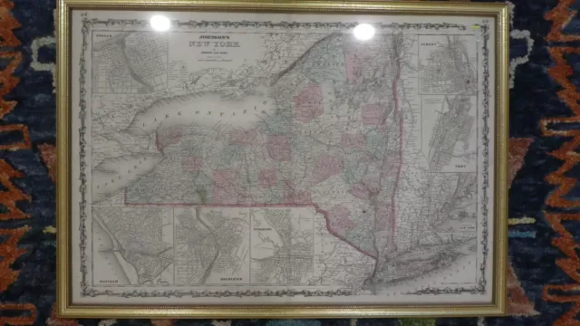 1862 Johnsons Family Atlas New York Map