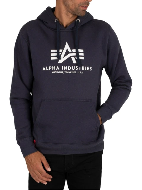 Alpha Industries Uomo Felpa con cappuccio di base, Blu