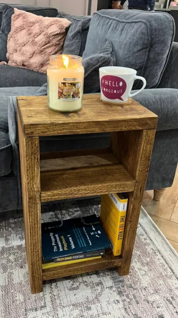Rustic Handmade side table with two shelves sofa end table bespoke