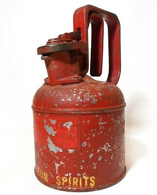 Early-Mid 20Th C American Vint Justrite Petrogas Fuel Can, Orig Red/Yellow Paint 3