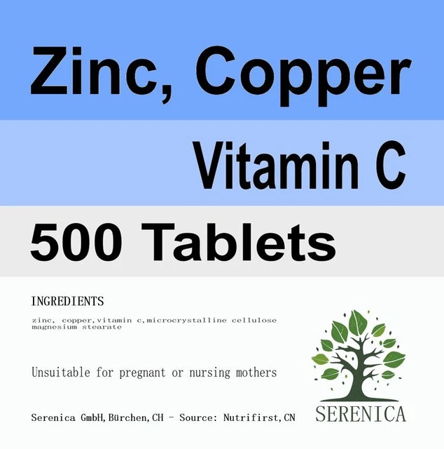 Zinc With Copper & Vitamin C x 500 Tablets