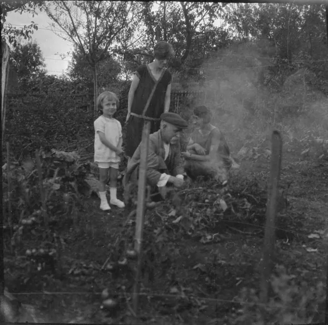 Family in the Garden - Antique Photo Negative Year. 1930