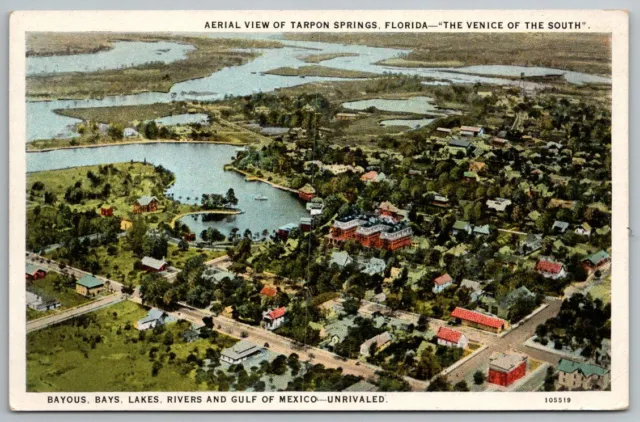 FL FLORIDA Tarpon Springs Aerial View 1920s Vintage Postcard $G