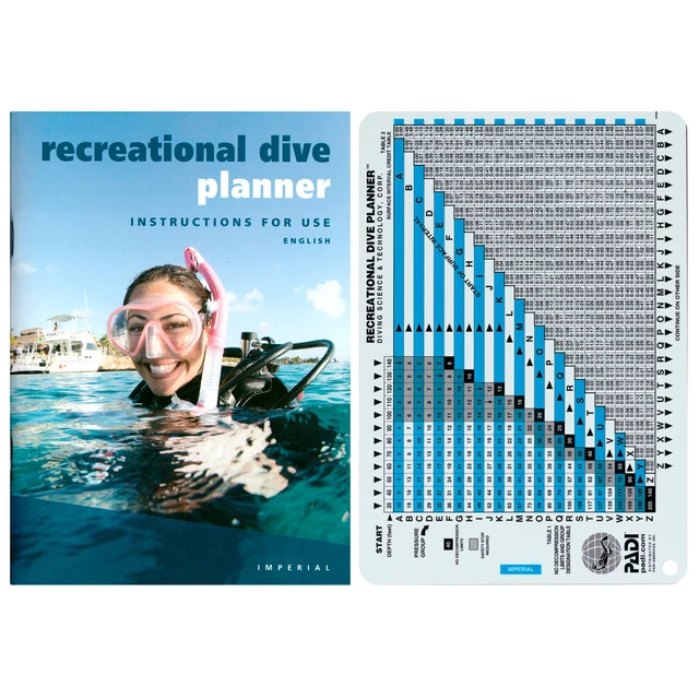 Planificateur de plongée récréative PADI Imperial RDP avec notice