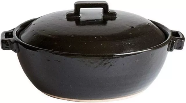 Banko Ware Donabe 3-4ppl Gas/Induction Hot Pot Clay Earthenware Black Japan