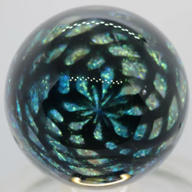 Large Hand Blown Glass Marble  - Sacred Geometry Flower Of Life Lotus - 2.5"