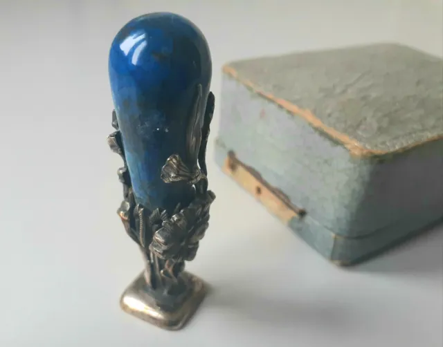 Sceau cachet ancien en argent et Lapis lazuli, fin 19ème