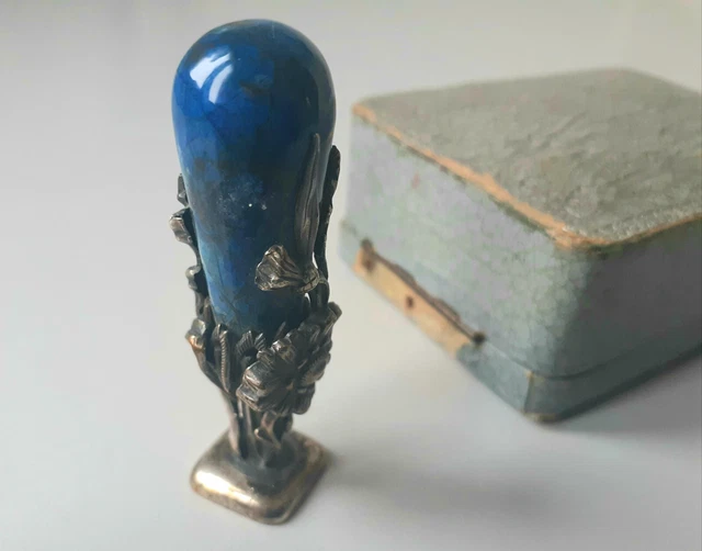 Sceau cachet ancien en argent et Lapis lazuli, fin 19ème