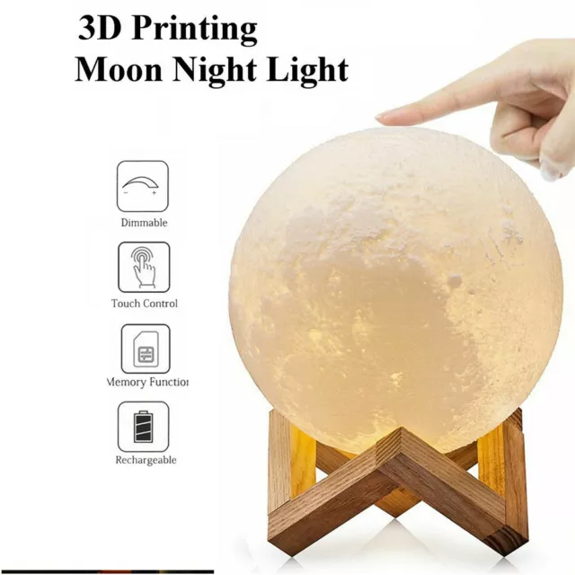 3D Printing Moon Galaxy Lamp Moonlight USB LED Night Light Touch Color Changing 2