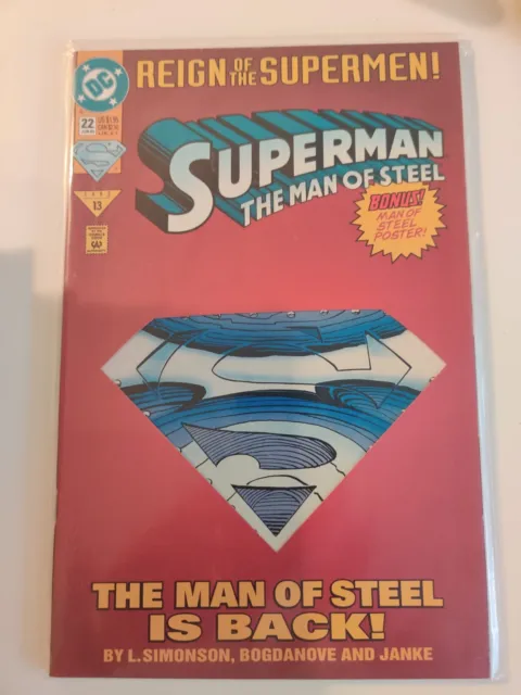 Superman: The Man of Steel #22 [Die-Cut Cover Edition] (Jun 1993, DC)NM W/POSTER