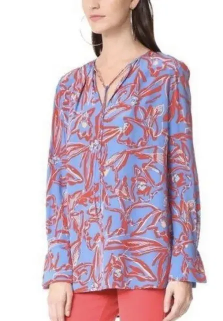 Diane Von Furstenberg Tie Front Silk Blouse Elsden size 12