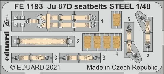 Eduard Zoom 1/48 Fe1193 Ju-87D 'Stuka' Seatbelts For Hasegawa And Hobby 2000 Kit