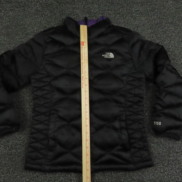 The North Face Puffer Jacket Ragazze Grande Nero 550 Cerniera Piena Finto Collo Trapuntato 6