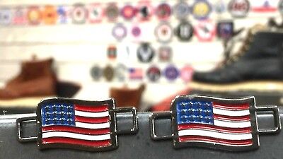 BrooklynMaker France Flags Shoes Boot Lace Keeper American Union Workers Charm 