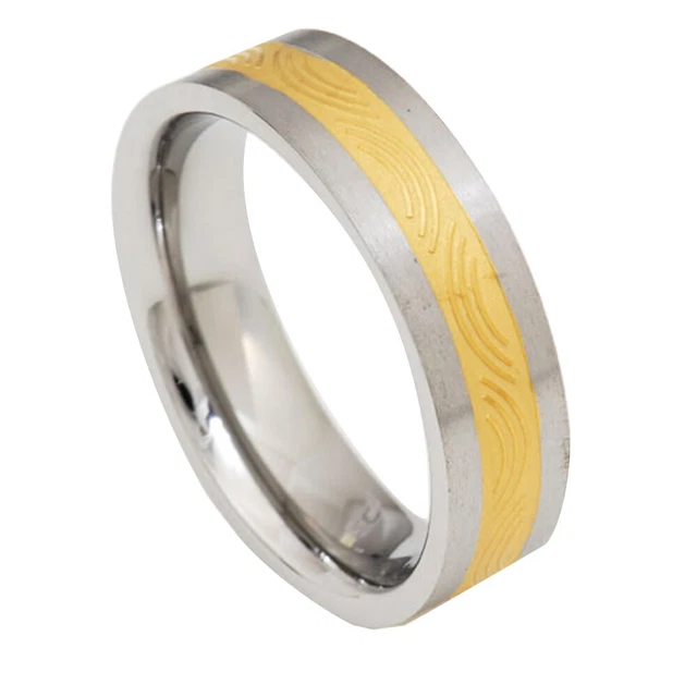 6mm Gold EP Celtic Scroll Titanium Band Alloy/Metal No Stone Multi-Colored Ring