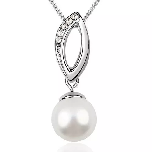 Perle Collier pour Femme Argent Chaîne Avec Pendentif Femmes Élégant Bijoux N85