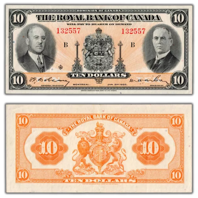 $10 1935 Royal Bank of Canada Chartered Note #630-18-04 - EF