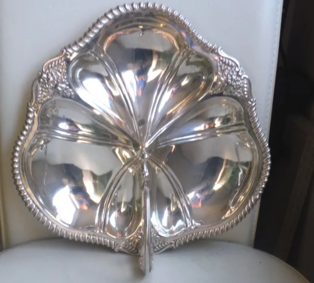 Gleaming Silver Plated Trefoil Serving Dish-Victorian Style