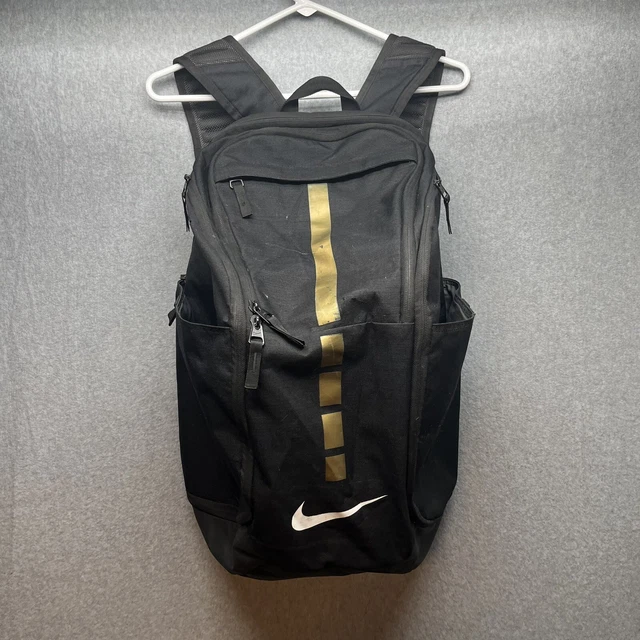 NIKE HOOPS ELITE Pro Basketball Backpack Black/Gold Large Bag Beverage