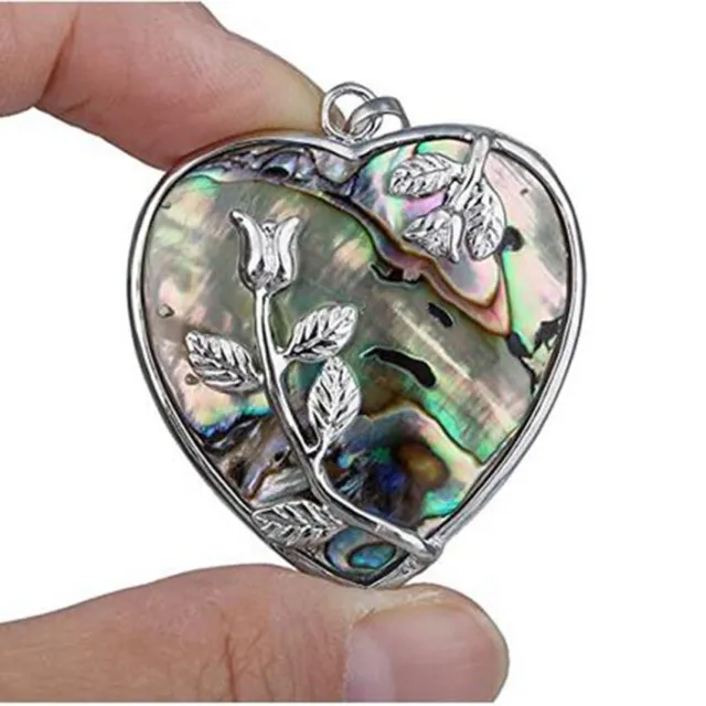 Natural Abalone Shell Wire Wrapped Tree of Life Heart Tear Drop Pendant Necklace