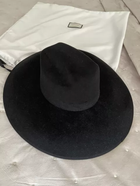 💝Gucci Black Wide Brim Felt Hat Size S 57 cm   RRP £560 🇮🇹 100% Rabbit Felt