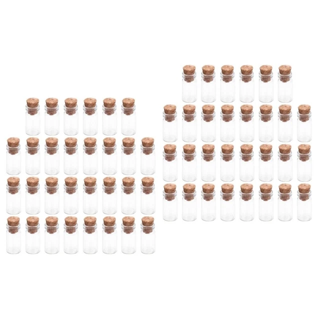 60 Pcs Cork Stoppers Glass Bottles Tiny Glass Jars Jewelry Bead Glass Jar