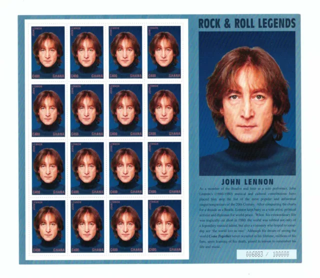 Ghana Stamps John Lennon Full Sheet MNH #3522