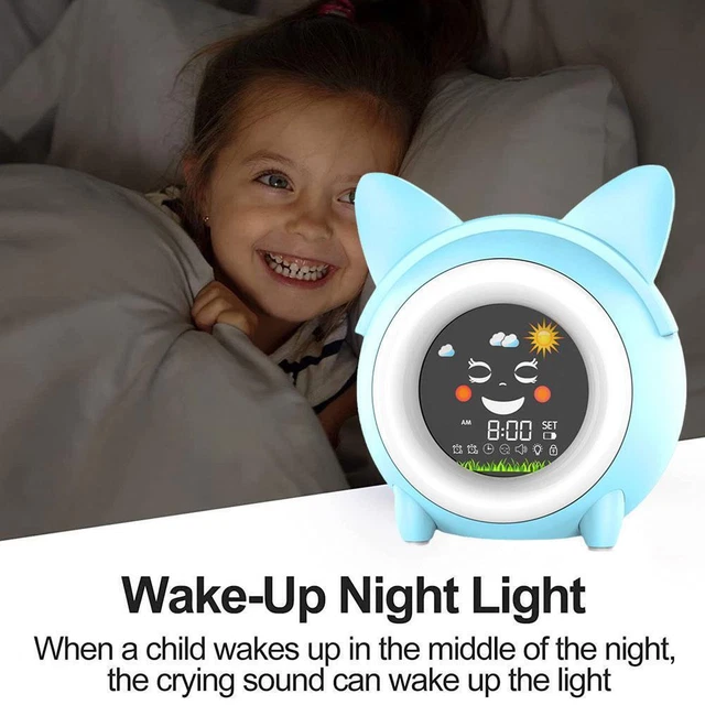 Kids Alarm Clock Sleep Trainer Clock Night Light Digital Wake Cute Clock Up F6I6 2