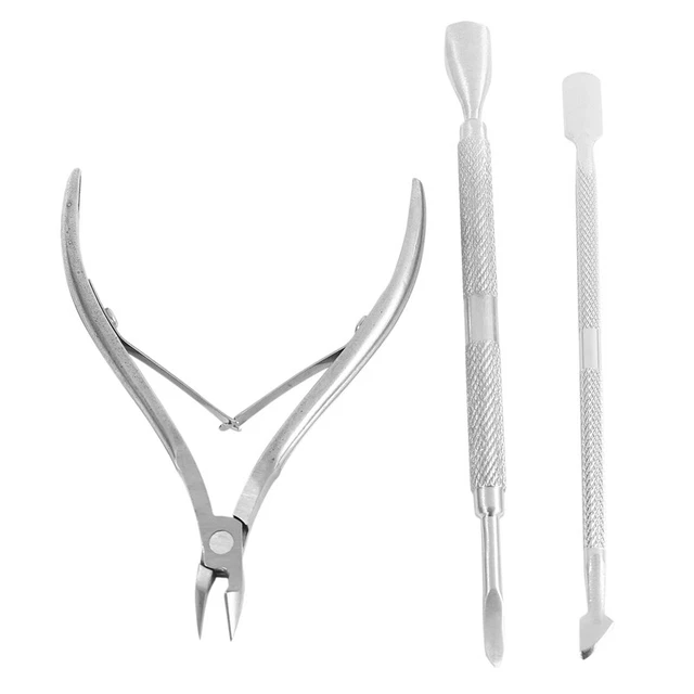 Nail Cuticle Nipper with Trimmers Pusher Pack of 3 Manicure Scraper Tool H6E5