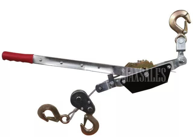 NEW 3-Hook Come A Long 2 Ton 4000 lb Winch Hoist Hand Cable Puller Durable HD