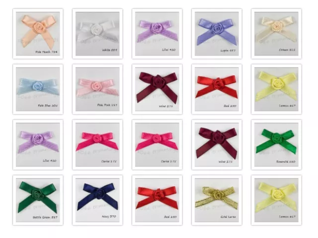 7mm Satin Ribbon Bows With Rose Bud Centre