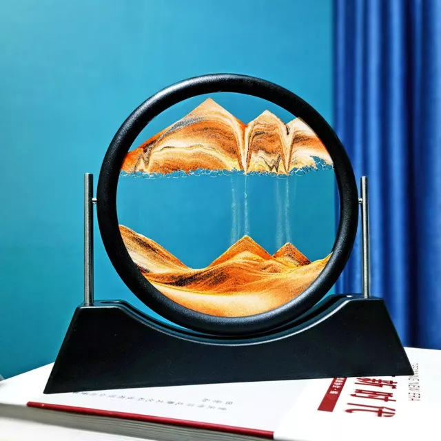 3D Moving Sand Art Picture Round Glass Deep Sea Sandscape Hourglass Quicksand