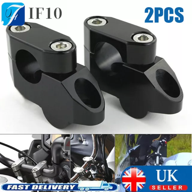 22mm 7/8'' Handle Bar Clamp Riser Motorcycle Handlebar Moved Up Black Aluminium