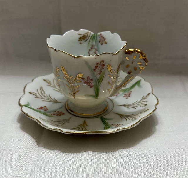VTG. Ucagco China Demitasse Cup/Saucer Occupied Japan, Hand Painted