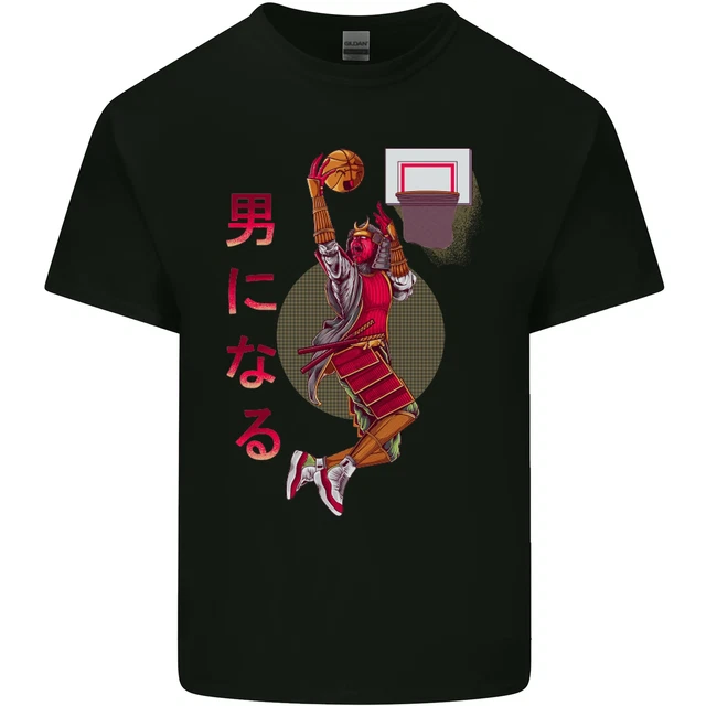 T-shirt da uomo giocatore di basket samurai cotone