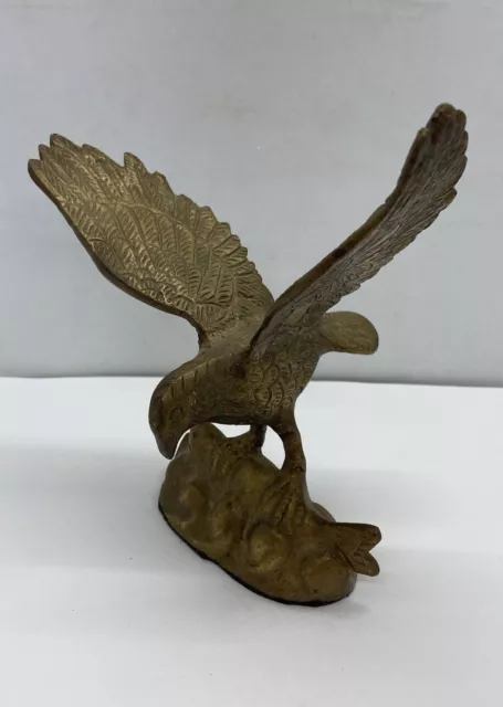Vintage brass soaring flying eagle statue figurine decoration 5.5” Tall Nice Old