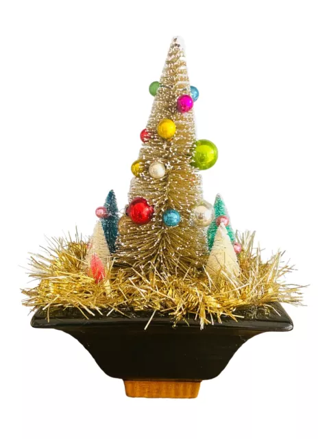 Mini Christmas Tree Wooden Tabletop with Miniature Ornaments 14